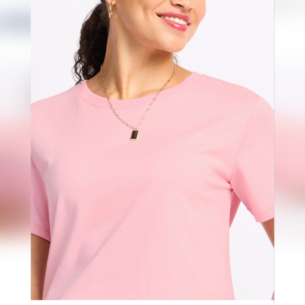 Pink Boxy Crew Neck Tee
